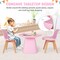 Wooden Kids Activity Table and Chairs Set with Padded Seat-Pink